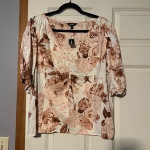 Express floral blouse with puff sleeves
